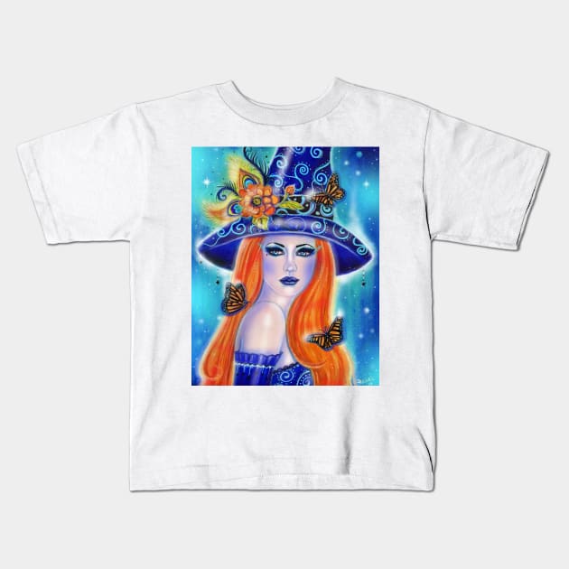 Divinia Halloween witch by Renee L. Lavoie Kids T-Shirt by ReneeLLavoie